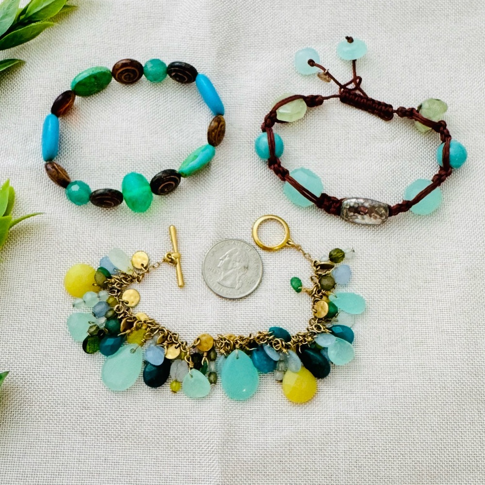 Crystal Gemstone Bracelet Bundle Beachy Boho Fest… - image 1